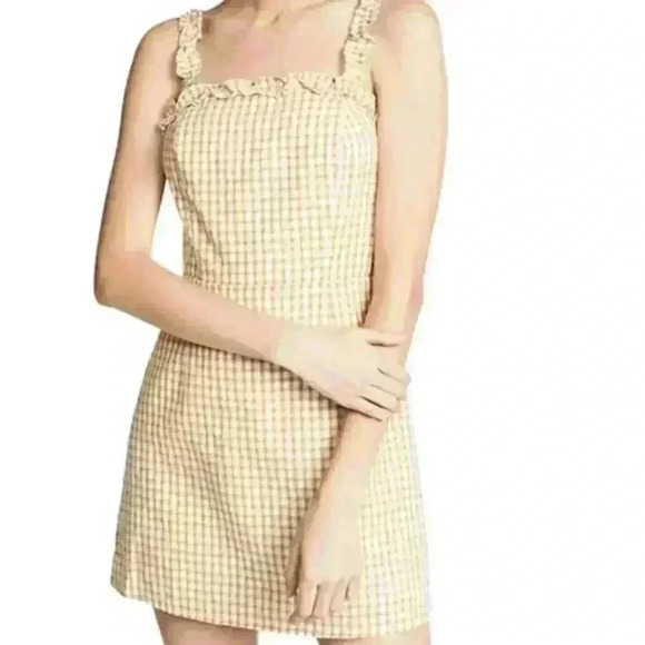 Lost+wander Dresses & Skirts - Lost+Wander Yellow Mimosa Ruffled Gingham Sleeveless Mini Dress